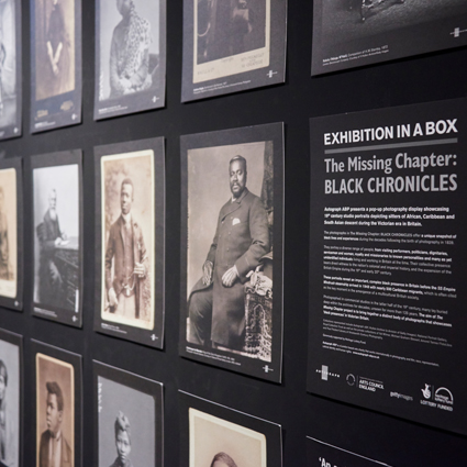 Autograph learning resources. Exhibition in a Box displaying historical archive photographs.